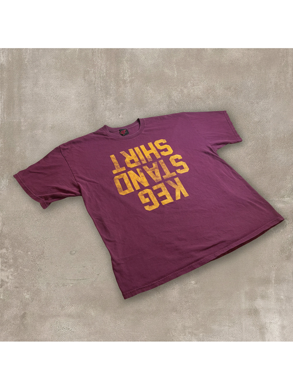 Mad Engine Mens XXL Maroon Keg Stand Shirt Upside Down Graphic Tee Y2K